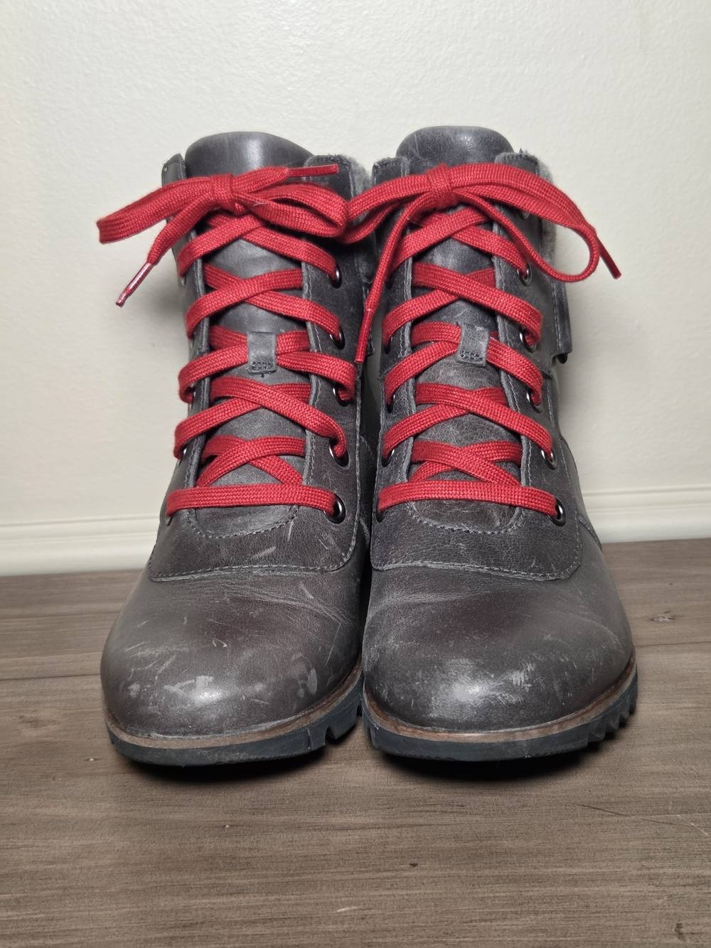 SOREL Harlow Conquest Waterproof Leather Boots Grey Size 8.5